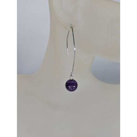 Lot 3 prs earrings Sterling  Pacific opal Amethyst Turquoise  wires  drop 2-2.5" - Picture 6 of 6